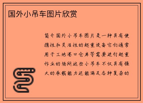 国外小吊车图片欣赏