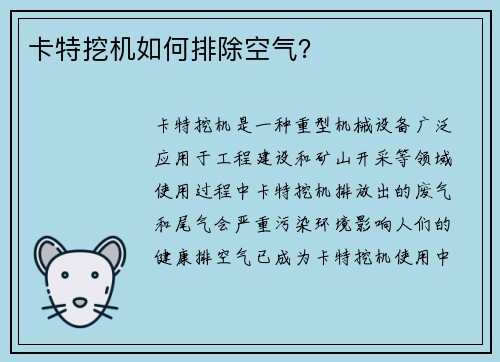 卡特挖机如何排除空气？
