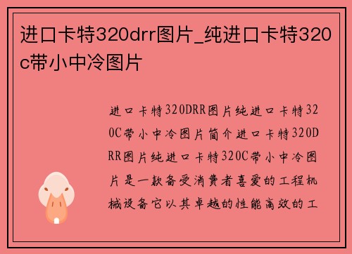 进口卡特320drr图片_纯进口卡特320c带小中冷图片